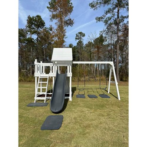 ModernMonkeyOutdoorPlaysetPackage 1FrontViewWhiteGreySlideUpClose