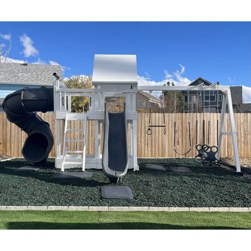 ModernMonkeyOutdoorPlaysetPackage 1WhiteGreyOverGrass