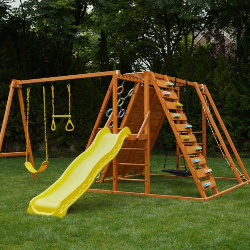 Sycamore Swing Set and Outdoor Climber back view min