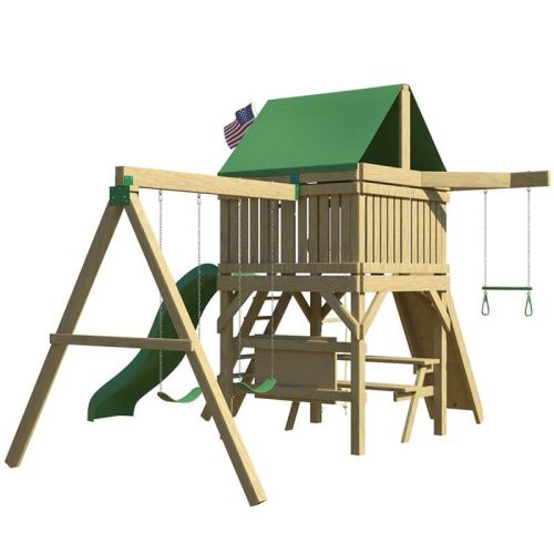 TheSwingSetCo.SummitSwingSet SpaceSaverEditionRearLeftSideSideCorner