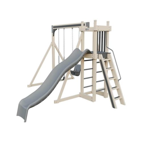 base camp 22 vinyl playset almond gray front right