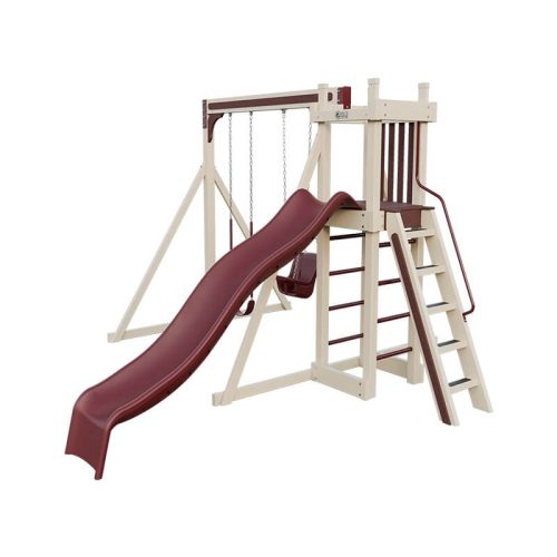 base camp 22 vinyl playset almond red front right