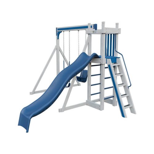 base camp 22 vinyl playset ash wood blue front right