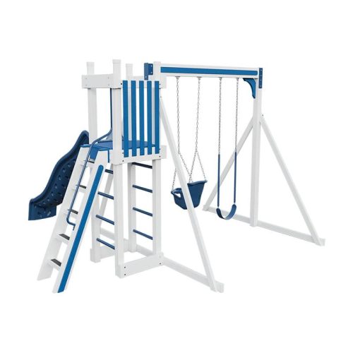 base camp 22 vinyl playset white blue back left