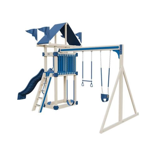 base camp 35 vinyl playset almond blue front right