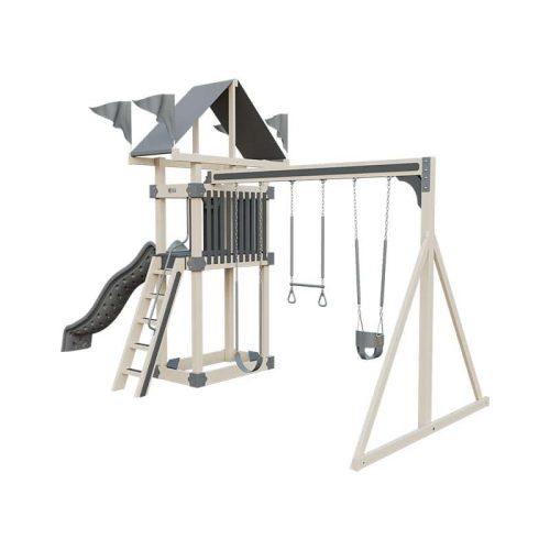 base camp 35 vinyl playset almond gray front right