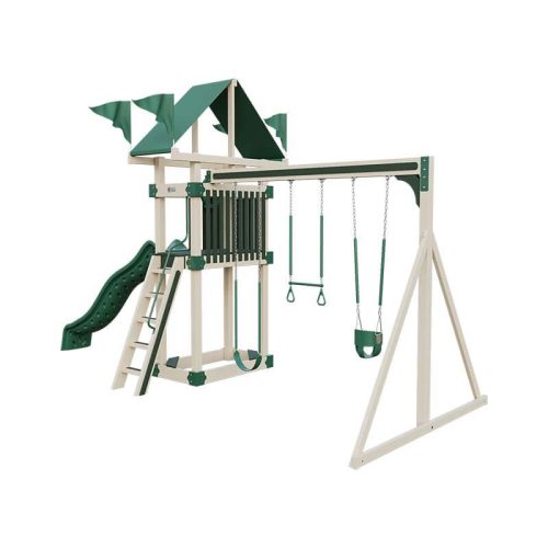 base camp 35 vinyl playset almond green front right