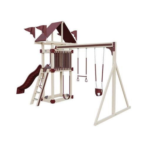 base camp 35 vinyl playset almond red front right