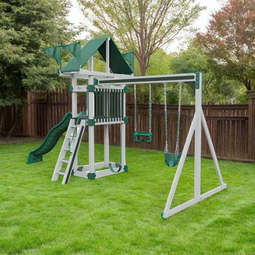 base camp 35 vinyl playset ash wood green front right