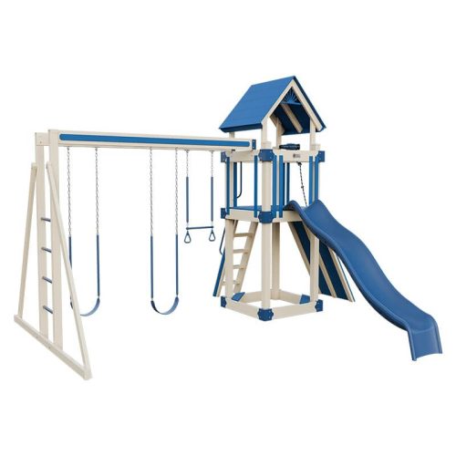 base camp 44 vinyl playset almond blue front left