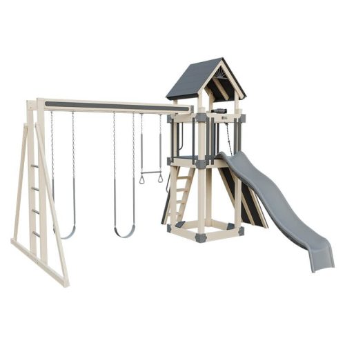 base camp 44 vinyl playset almond gray front left