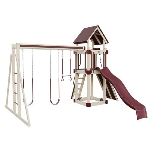 base camp 44 vinyl playset almond red front left