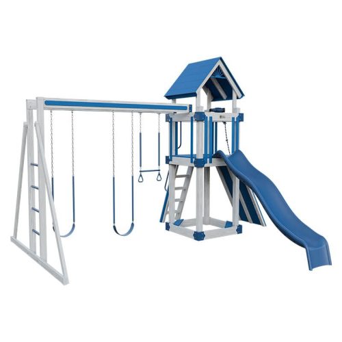 base camp 44 vinyl playset ash wood blue front left