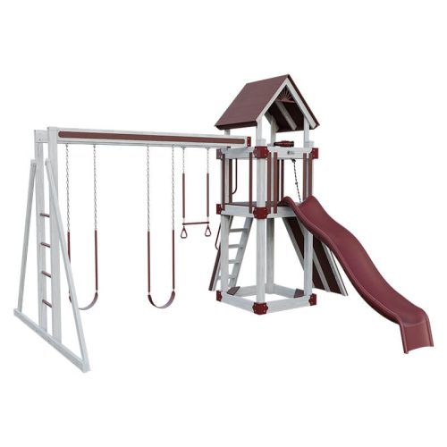 base camp 44 vinyl playset ash wood red front left