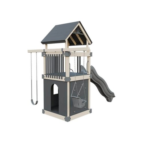 base camp 55 clubhouse vinyl playset almond gray back right