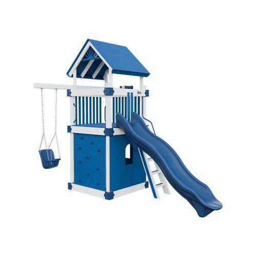 base camp 55 clubhouse vinyl playset white blue front left