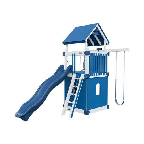 base camp 55 clubhouse vinyl playset white blue front right