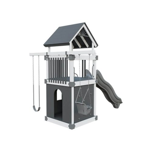 base camp 55 clubhouse vinyl playset white gray back right