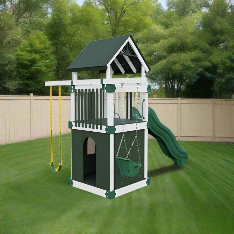 base camp 55 clubhouse vinyl playset white green back right