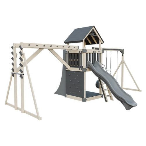 base camp 55 fitness vinyl playset almond gray front left