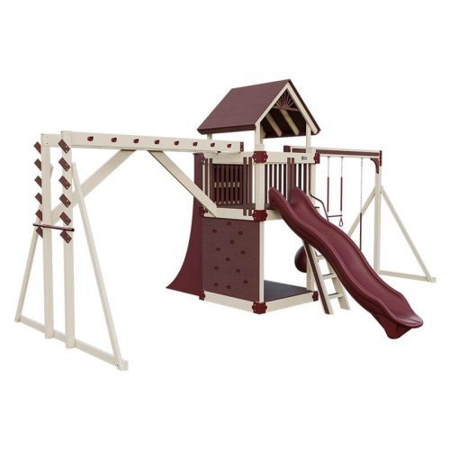 base camp 55 fitness vinyl playset almond red front left