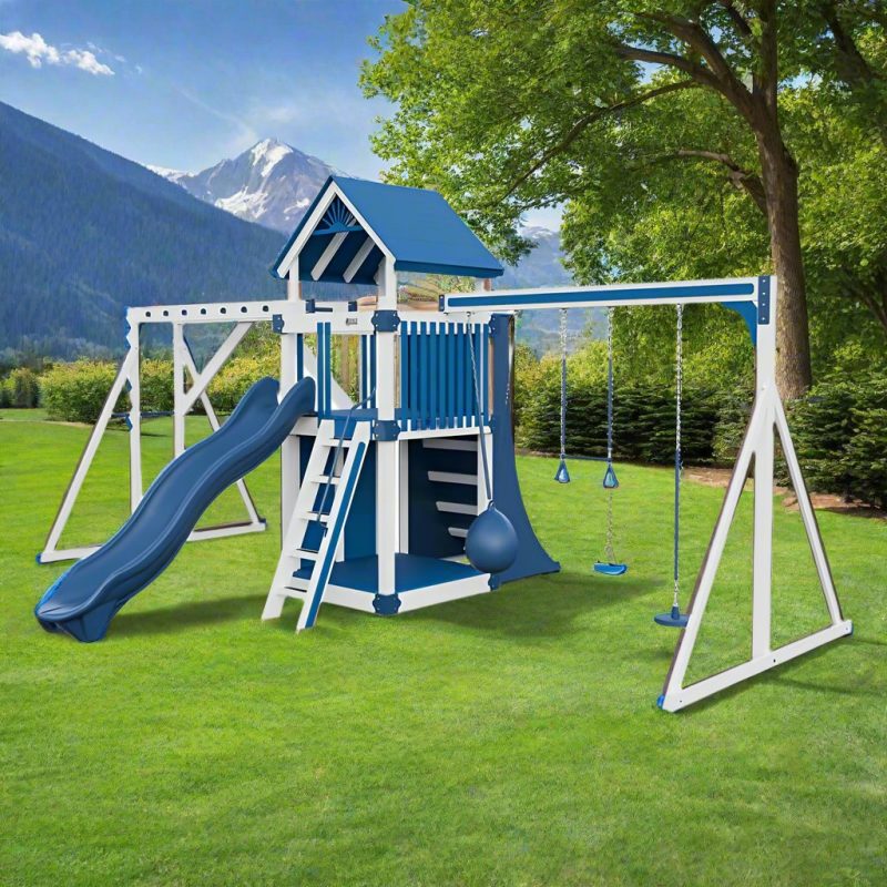 base camp 55 fitness vinyl playset white blue front right