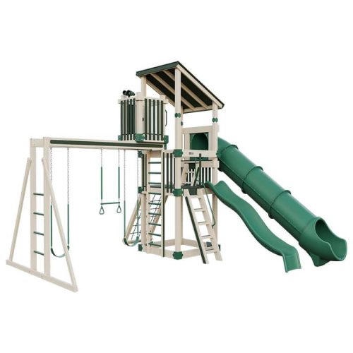 base camp 55 lookout vinyl playset almond green front left