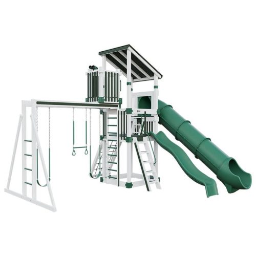 base camp 55 lookout vinyl playset white green front left