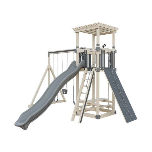 base camp 55 stargazer vinyl playset almond gray front right