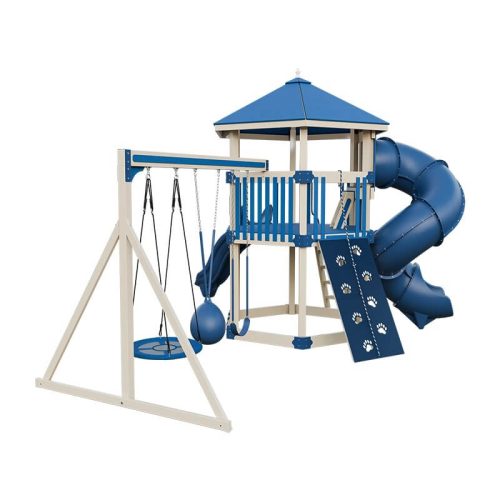 base camp 77 honeycomb vinyl playset almond blue back left