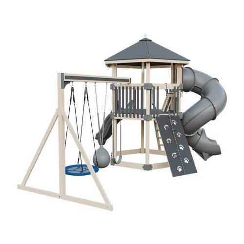 base camp 77 honeycomb vinyl playset almond gray back left