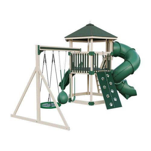 base camp 77 honeycomb vinyl playset almond green back left