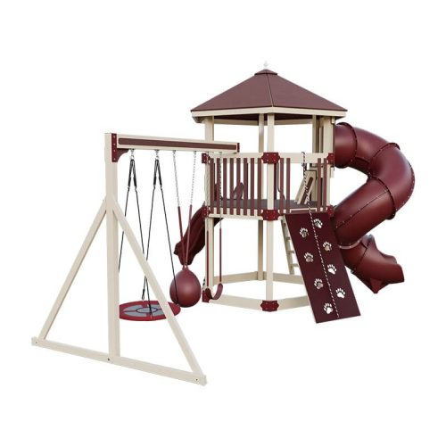 base camp 77 honeycomb vinyl playset almond red back left