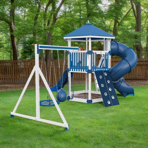 base camp 77 honeycomb vinyl playset white blue back left