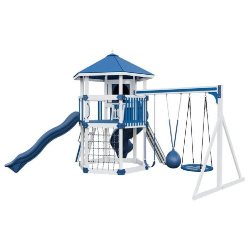 base camp 77 honeycomb vinyl playset white blue front right