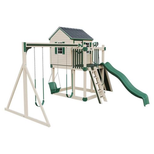 cabin vinyl playhouse almond green front left