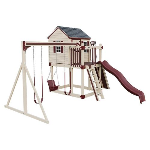 cabin vinyl playhouse almond red front left