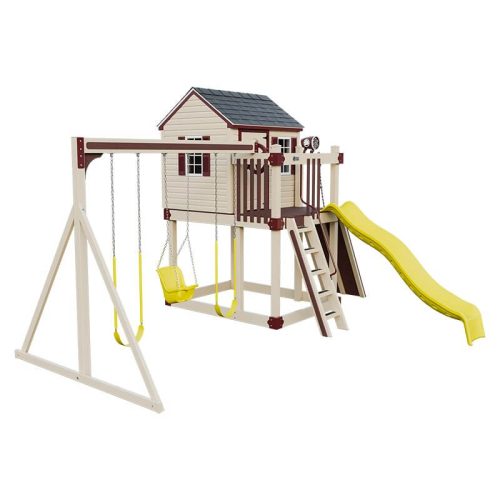 cabin vinyl playhouse almond red yellow front left