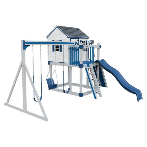 cabin vinyl playhouse ash wood blue front left