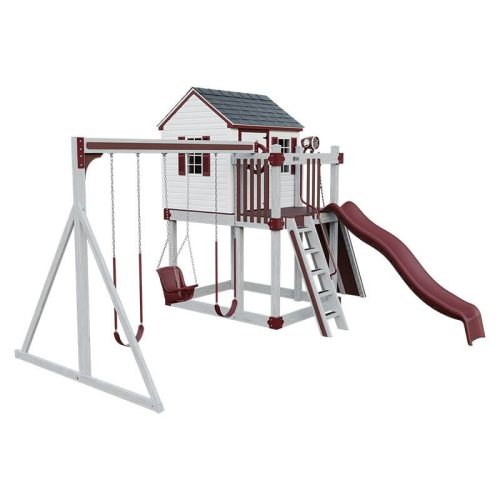 cabin vinyl playhouse ash wood red front left