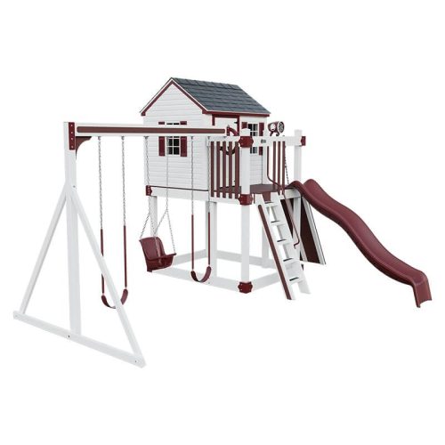 cabin vinyl playhouse white red front left