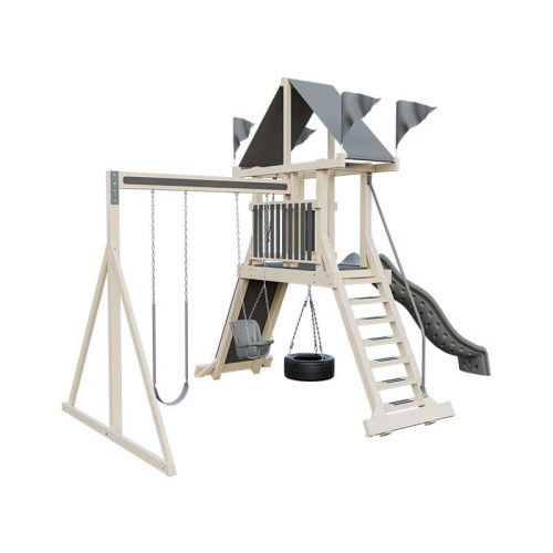 climber 35 vinyl swing set almond gray front left