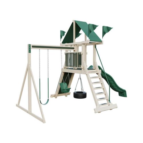 climber 35 vinyl swing set almond green front left