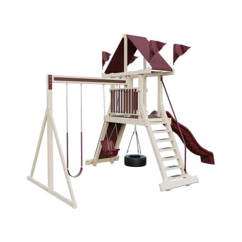 climber 35 vinyl swing set almond red front left