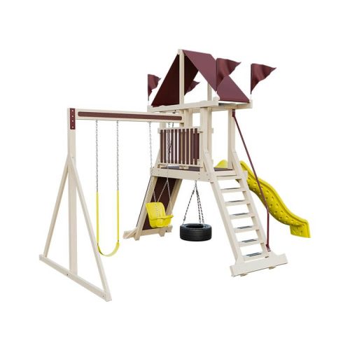 climber 35 vinyl swing set almond red yellow front left