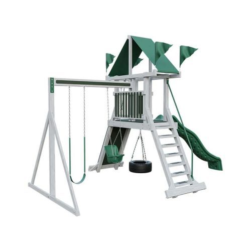 climber 35 vinyl swing set ash wood green front left