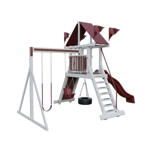 climber 35 vinyl swing set ash wood red front left