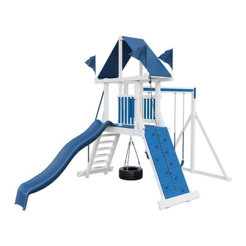 climber 35 vinyl swing set white blue back left