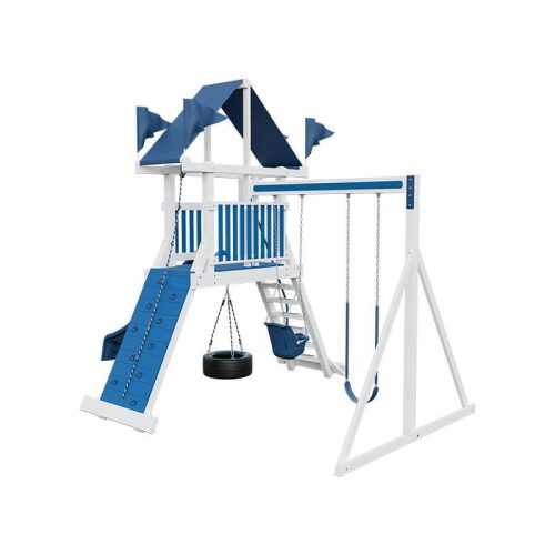 climber 35 vinyl swing set white blue back right