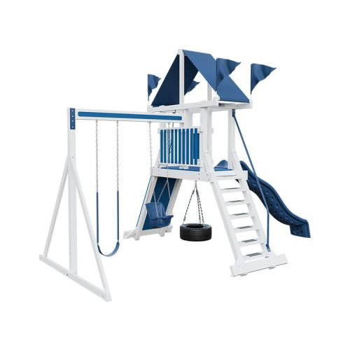 climber 35 vinyl swing set white blue front left